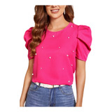 Blusa Perlas Dama Polera Grande Extralinda L Xl