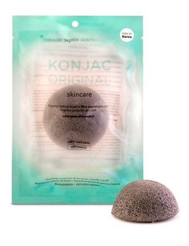 Esponja Facial Konjac Cenizas Activas De Bambú Piel Con Acne