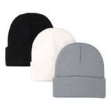 3 Gorros Beanie De Invierno Moda Tejido Versátil Bonete Frio