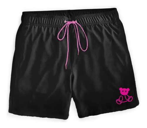 Short Masculino Tactel Urso Love Com Bolsos Moda Praia Verão