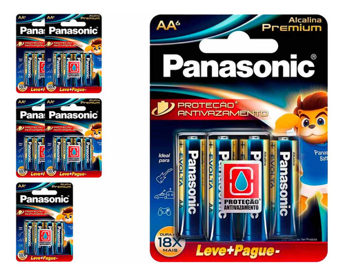 36 Pilhas Alcalinas Premium Aa Panasonic (6 Cart)