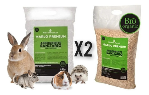 Marlo Sanitario Absorbente 4 Kg Hamster Cobayo Conejo X 2 U 