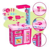 Brinquedo De Cozinha Da Barbie Rosa Cheff Cotiplas Completa