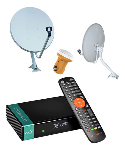 Kit Tv Satelital Receptor Gtmedia V8x Hd + Antena 60cm + Lnb