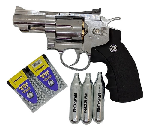 Revolver Airsoft Wingun Niq. 708s 2pol Co2 6mm + Kit Tiros