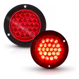 Plafón 24 Led Redondo Dahua Rojo Trailer Camion Alta Baja