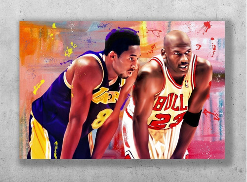 Lindo Quadro Em Tela Canvas Kobe Bryant & Michael Jordan 