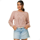 Blusa Cropped Tricot Suéter Feminino Malha Tricot Grossa Top