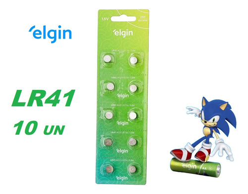 Bateria Lr41 Elgin 1.5v Pilha Botão Cartela C/10 Ag3 Lr736