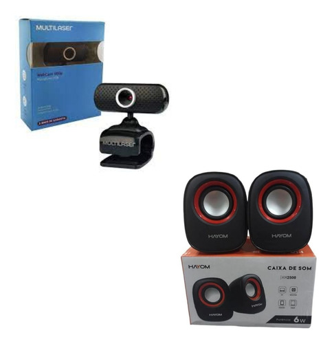 Kit Webcam E Caixa De Som Para Computador Pc 6w