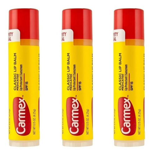 Carmex Lip Balm Medicated Bastão Kit Com 3 Original Eua