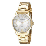 Relogio Mondaine Feminino Dourado Prata Grande Original Aço