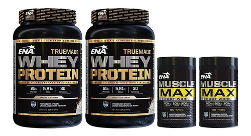 True Made Whey 2 Lb X 2un + 2un Muscle Max 90 Caps Ena 