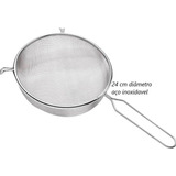 Peneira Aço Inox De Cozinha Para Coar Escorrer Massas 24cm