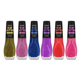 Esmalte Mohda Coleção Top Glitter Efeito Top Coat Kit C/6