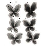 Mariposas 6cm Negra/plata X 36 Unid #26846 Sheshu Navidad 