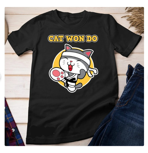 Polera Unisex Gato Gatito Mascota Taekwondo Algodo Estampado