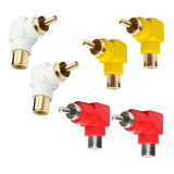 Kit 6 Adaptadores Rca 90 Graus Amarelo Branco E Vermelho 