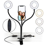 Aduro U-stream Selfie Ring Light Con Soporte, Doble Anillo D