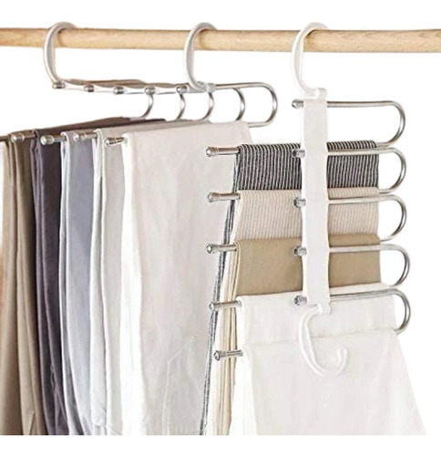 Gancho Para Pantalones Acero Inox 5 En 1 Plegable Blanco