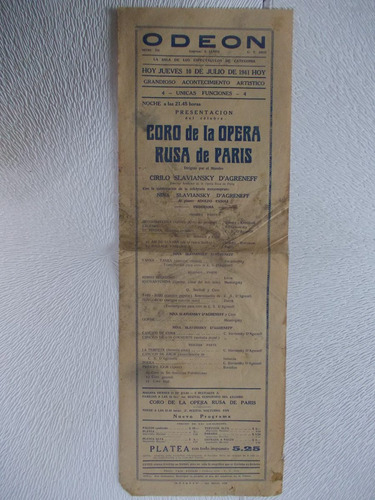 Programa Odeon Bs. As. Coro Opera Rusa De Paris 1941 (r1/2)