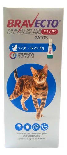 Antipulgas Bravecto Plus Gatos 2,8 A 6,25 Kg Transdermal