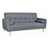 Sofa Cama Salas Modernas Minimalistas Capitonado Sillon Cama Color Gris Diseño De La Tela Lino