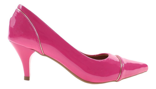 Scarpin Feminino Salto Fino Baixo 6 Cm Confort Verniz Pink