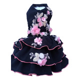 Vestido De Mascota Sombrero: Elegancia Manta Negra Y Flores.