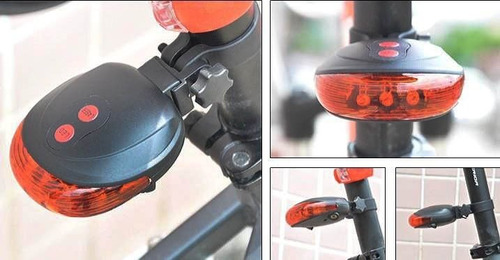 Stop Luz Trasera 5 Led Y 2 Laser Bicicleta Efectos, Ciclismo