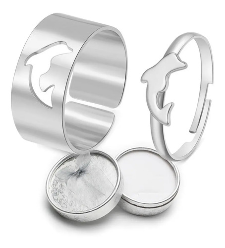 2pcs Ajustable Parejas Anillos Mariposa Amistad Luna Amor