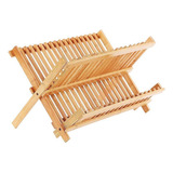 Secaplatos Escurridor De Madera Bamboo Bambu Plegable C Color Marrón