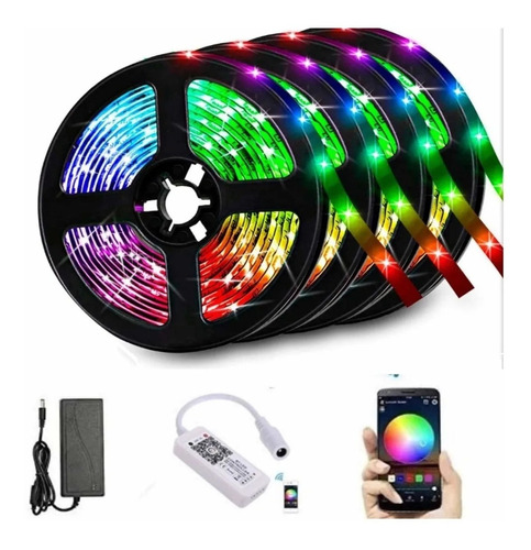 Kit Tira Led Rgb 5050 Wifi 20 Mts Control Fuente 12v 