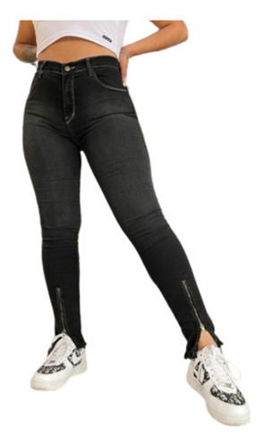 Las Locas Jean Denim Black Calvin - Tiro Alto - Elast  