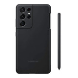 Samsung Galaxy S21 Ultra-5g Silicon Back Cover + Spen Nombre Del Diseño Liso Color Negro