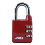 Candado Wallis Combinación 3 Discos Arco Grueso Seguridad Color Rojo