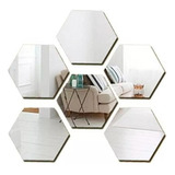 Pack X6 Vinilo Espejo Pared Adhesivo Hexagonal Decorativo 