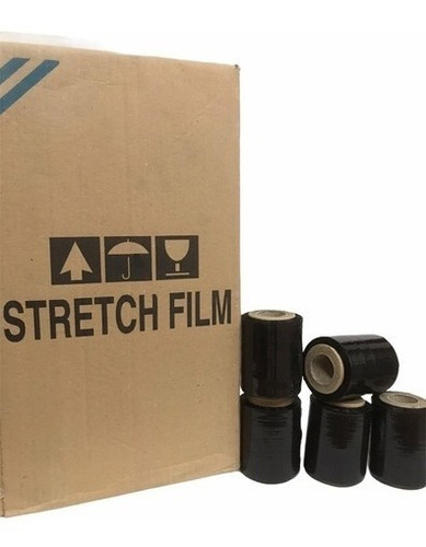 Film Stretch Virgen 10cm Negro Rollo 500gr Aprox Caja X 36 U