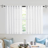 Ryb Home Cortinas De Cocina Blancas - Lino Cortinas Transpar