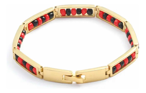 Pulsera Elegua Eleggua Acero Inoxidable Con Oro 18k