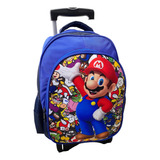 Maleta Morral Mario Bros Ruedas Grande Carpetero Escolar