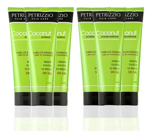 Pack Coco 3 Shampoos Y 3 Acondicionadores Petrizzio