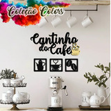 Placa Cantinho Do Café Mdf Kit 4 Peças Colorido Creme