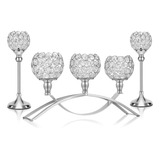 Candelabros Decorativos De Cristal Plateado Con 3 Brazos, Po