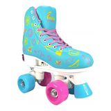 Patins 4 Rodas Retrô Clássico Azul E Rosa Menina Rollerskate