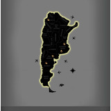 Mapa Argentina R, Viajes C/nombres + Luz Led Calida A Medida