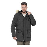 Campera Parka Abrigada Capucha Hombre Con Piel Importada