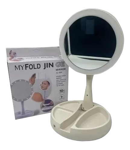 Espejo Para Maquillaje Luz Led Plegable Aumento 10x Redondo