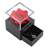 Caja De Rosas Eternas Con Collar, Flores Preservadas, Rosa