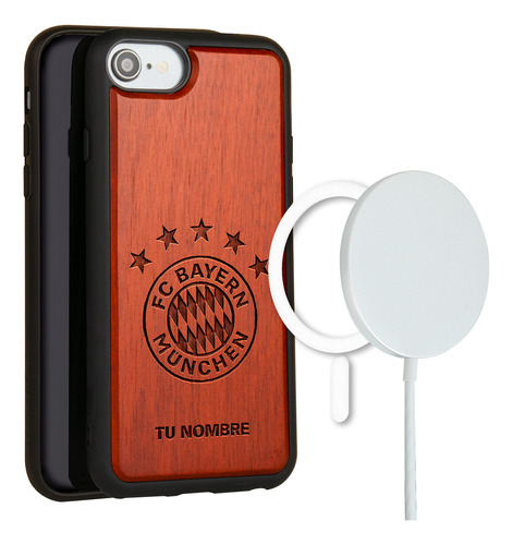Funda Para iPhone Magsafe Bayern Múnich Madera Con Tu Nombre